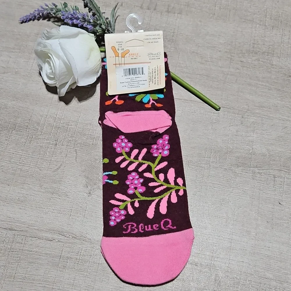Blue Q Super Awesome Floral Socks - Pink and Purple